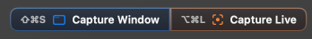 The two capture buttons: Capture Window ⇧⌘S and Capture Live ⌥⌘L.